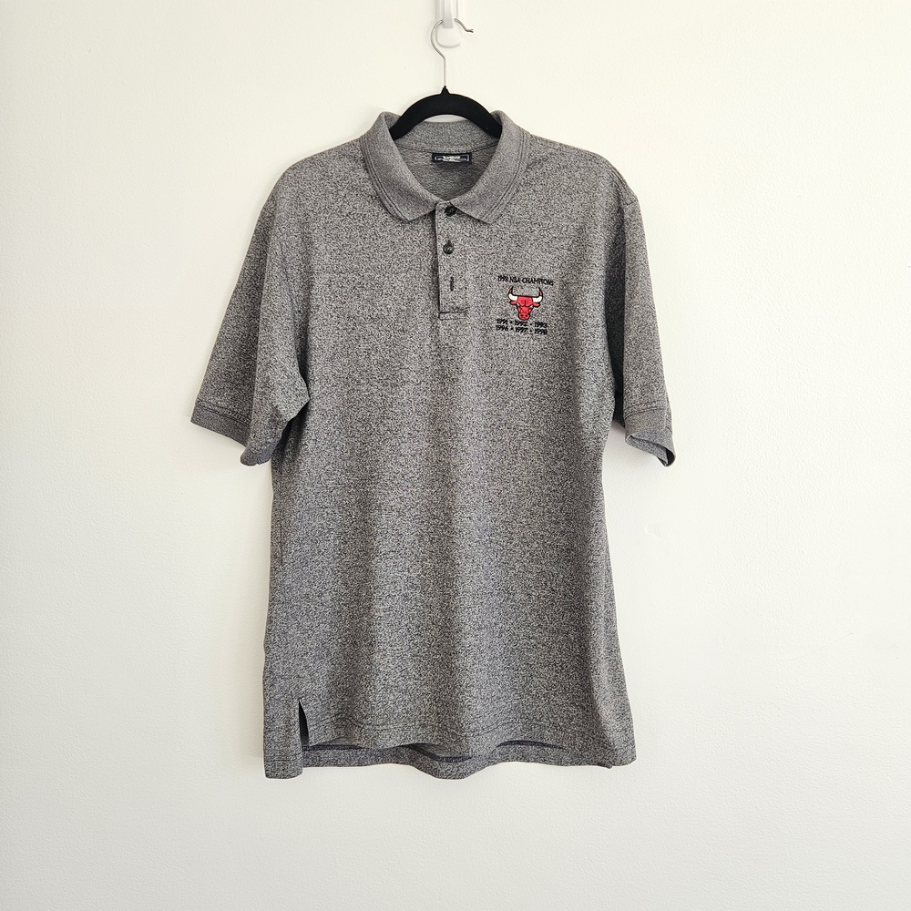 Chicago Bulls VTG Lee Sports Grey Team Staff Polo Size Large
